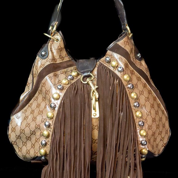 Gucci Handbags - GUCCI  GG Crystal Monogram Fringe Babouska Hobo Shoulder Bag